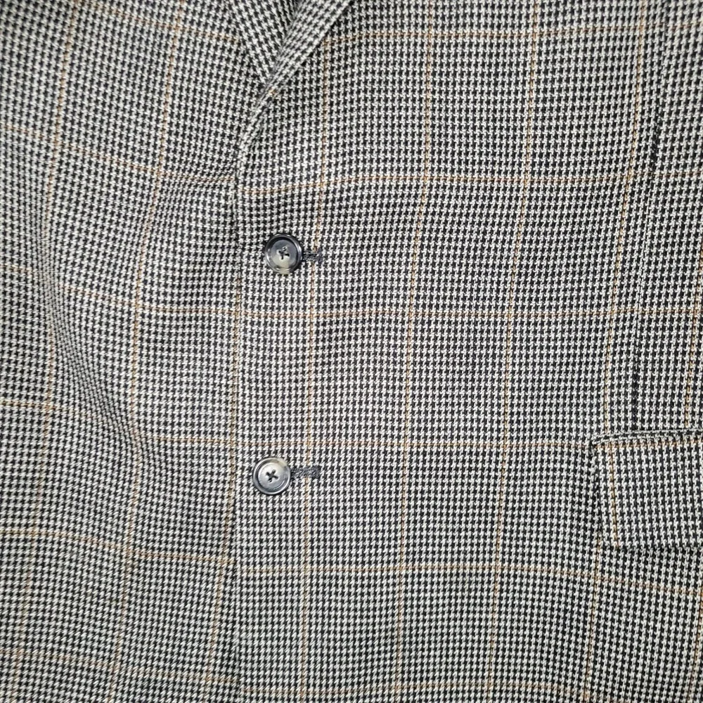 Jos. A. Bank Sport Coat 48R Portly Silk Wool Houndstooth Blazer Brown Black 7488